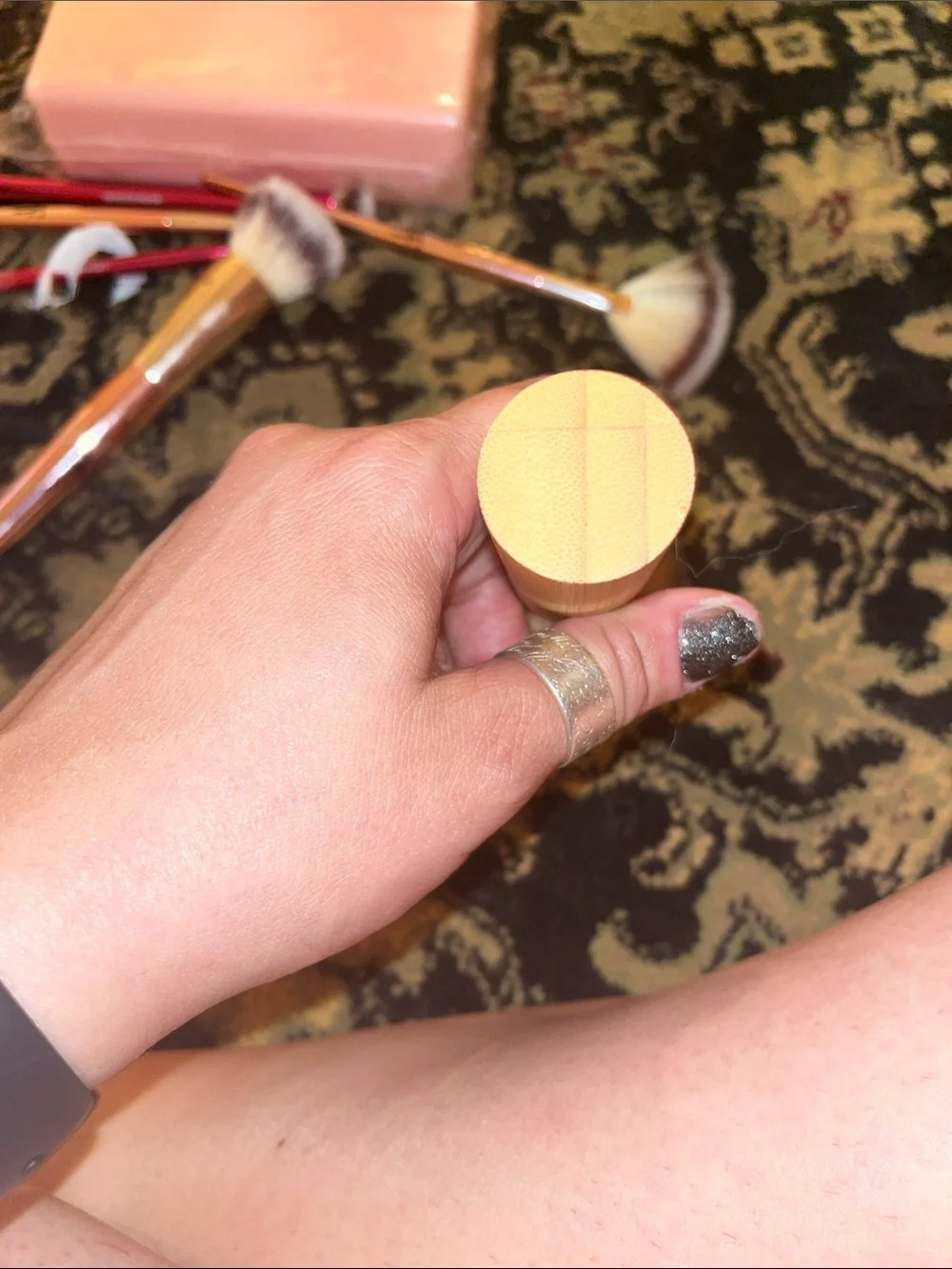 tarte Bamboo Handle Kabuki Brush with Rose Gold Ferrule and Two-Tone Bristles